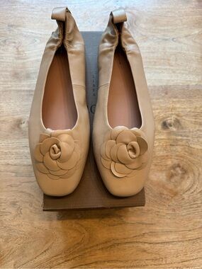 Paolo Tan Floral Leather Ballet Flats